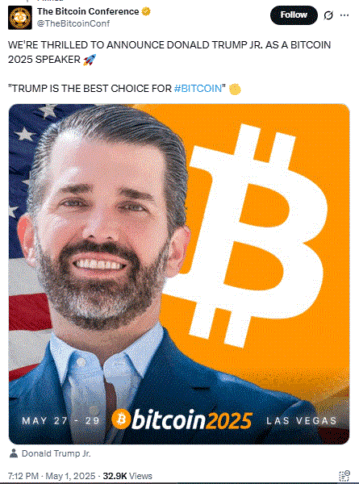 Eric Trump Will Join Bitcoin Conference 2025 In Las Vegas 2 Eric Trump Will Join Bitcoin Conference 2025